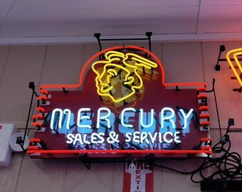 Mercury Sales & Service Vintage Style Porcelain Signs Car Dealer Man Cave 
