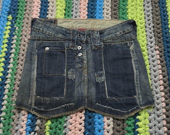 Marithe Francois Girbaud Vintage Denim Mini Skirt Women's Utility Pocket Detail Y2K