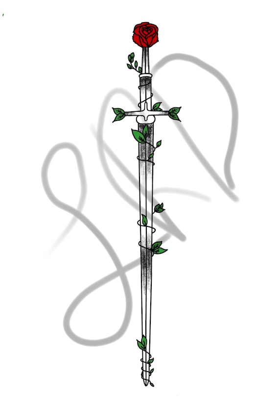 Floral Rose Sword Design Etsy