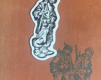WWII vinyl weatherproof Bill Mauldin Willie sticker