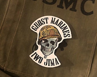 WWII Marine Corps Ghost Marines Battle of Iwo Jima WWII USMC weatherproof vinyl sticker.