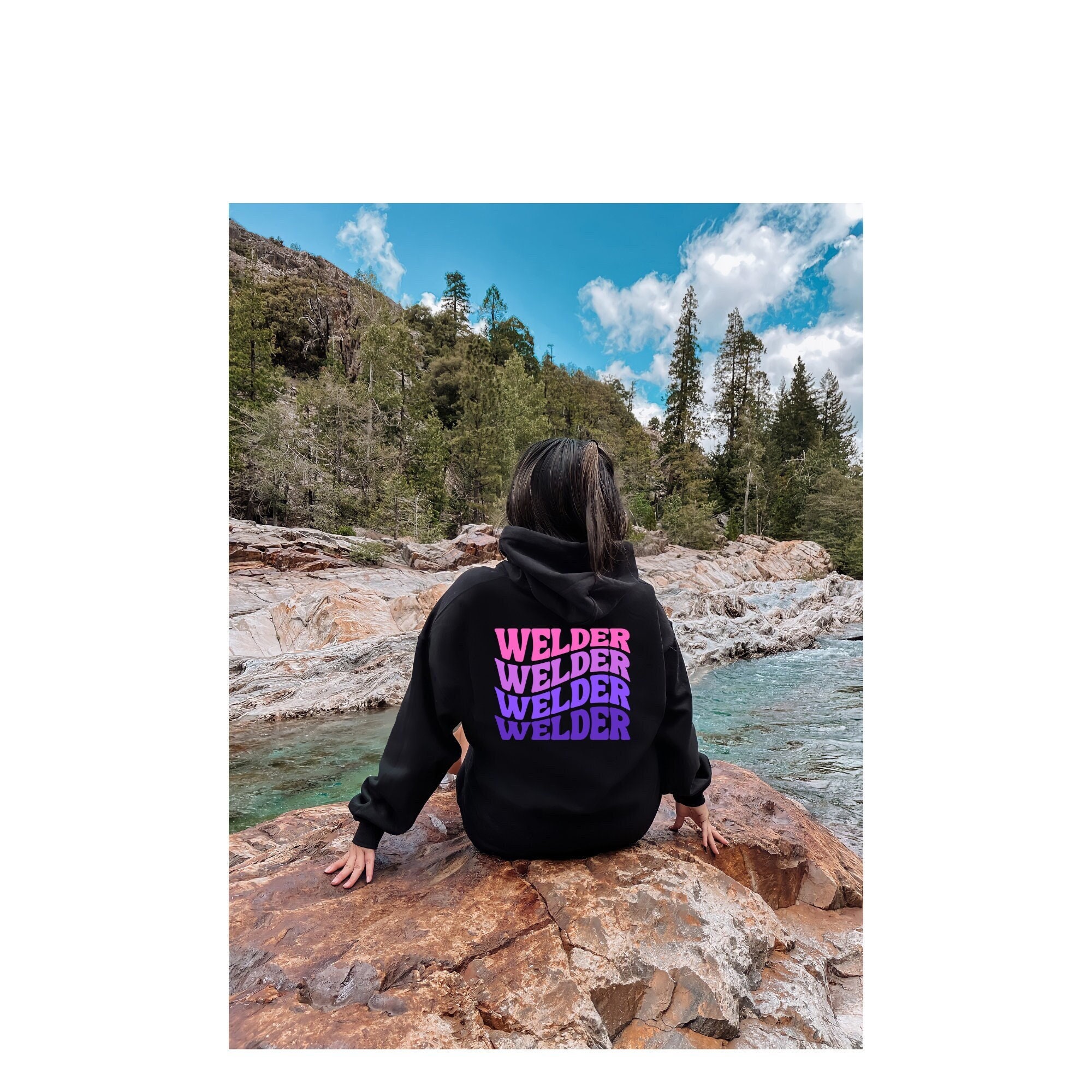 Welder Hoodie with purple print