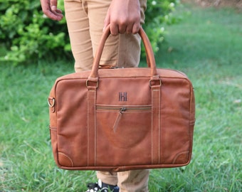 Stylish Leather Laptop Bag - Perfect for Work and Travel, Enchanted Elegance - Leather Laptop Bag for Men - Stylish and Functional Briefcase