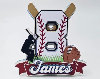 Topper per torta di baseball, Topper per torta di baseball personalizzato, Topper per torta di compleanno di baseball, Decorazioni per feste di baseball
