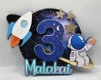 Space Cake Topper, Space Birthday Party, Astronaut Party Decor, Astronaut Cake Topper,