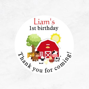 Farm Birthday Party, Farm Party Stickers, Personalized Customized Birthday Party Favor Thank You Stickers