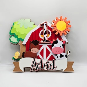 Farm Cake Topper, Farm Birthday Decor, Barn Cake Topper.