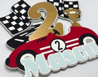 vintage race car cake topper, cars cake topper