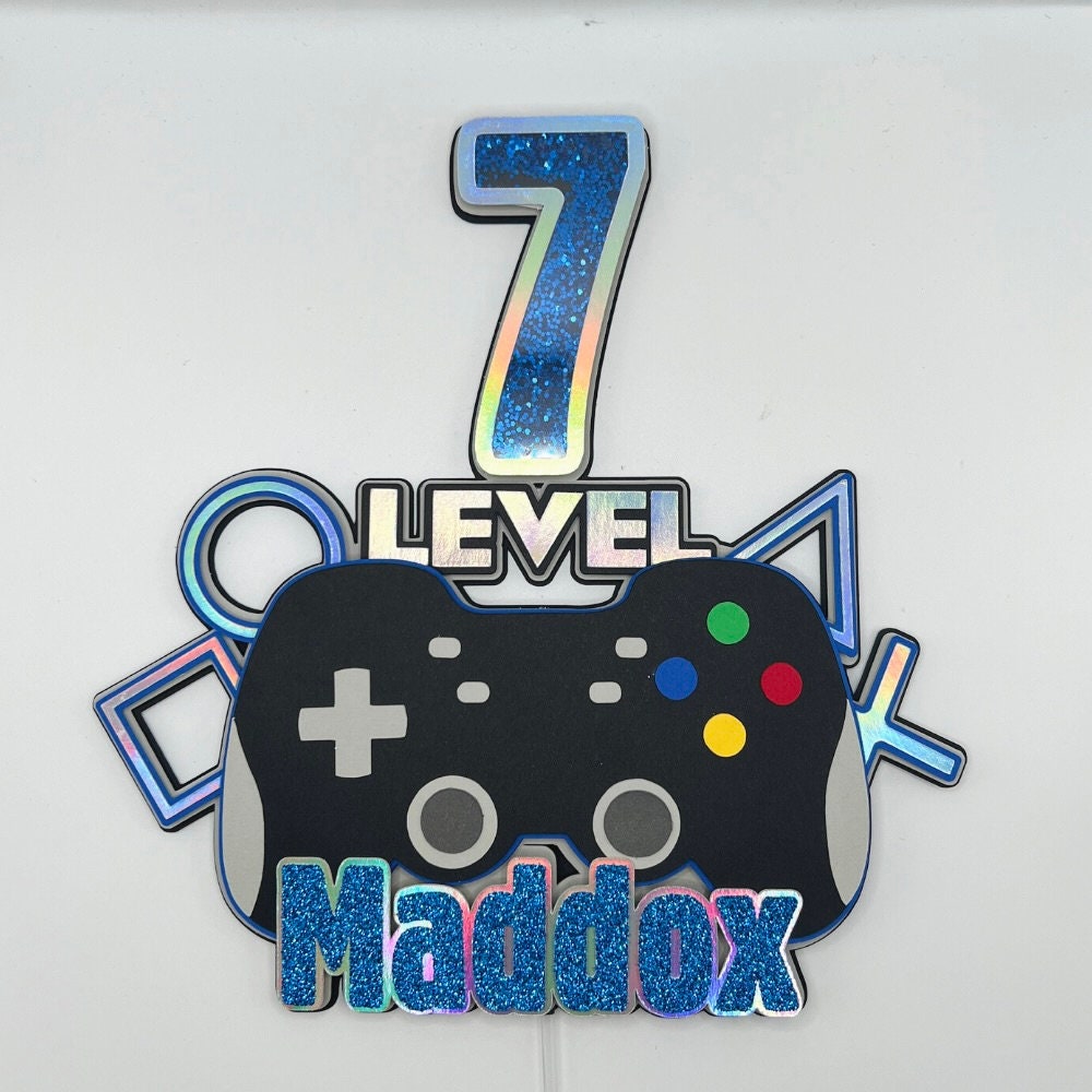 Happy Birthday Video Game Cake Topper - Glitter Game Controller Decor For Gamer Parties