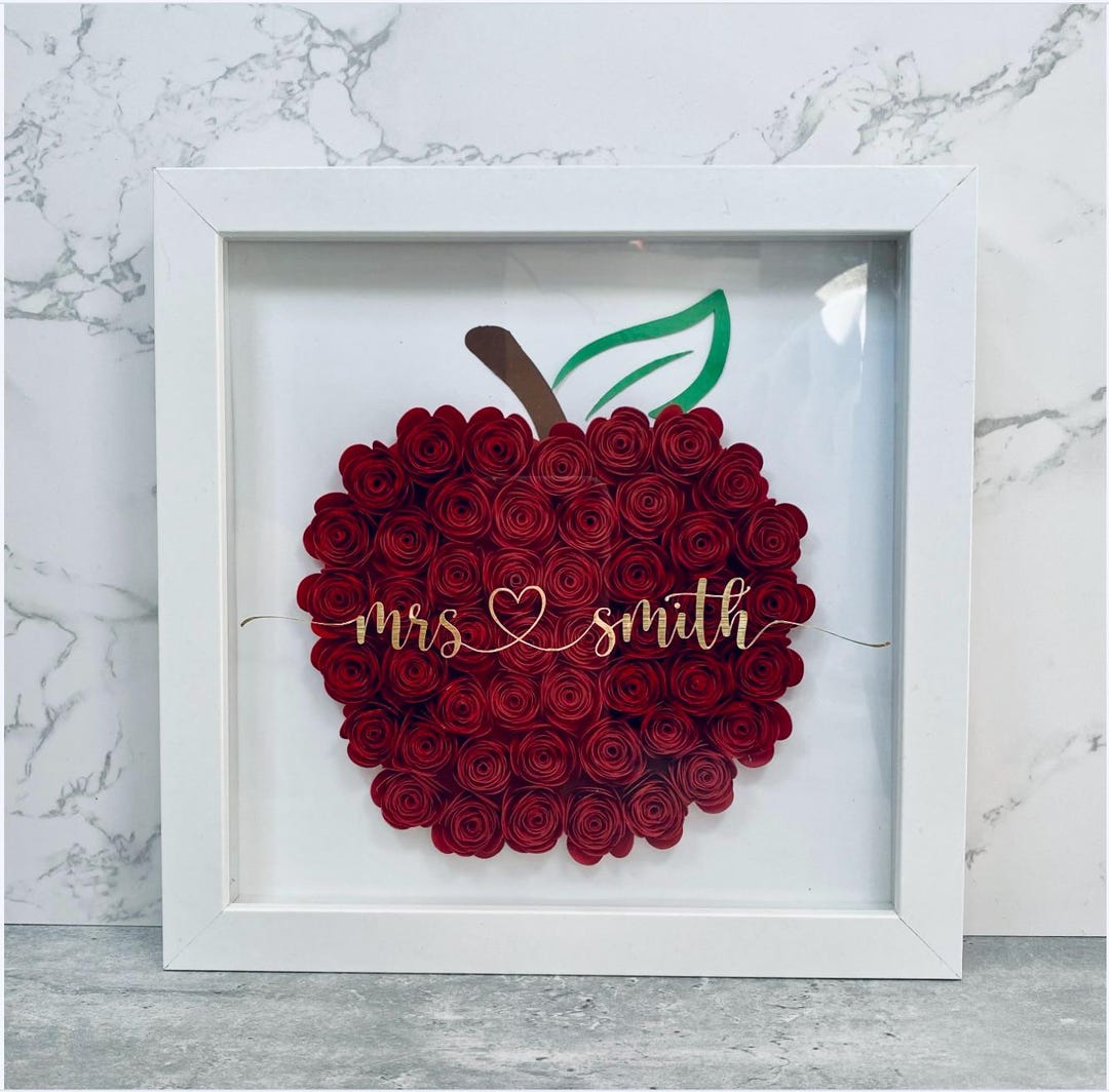 Apple Flower Shadow Box, Teacher Shadow Box, Paper Flower Shadow Box ...