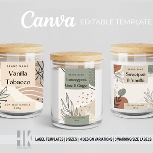 Candle Label Template Canva, Editable Candle Label Design, Printable Custom Candle Product Label, Candle Label Editable, Editable Labels
