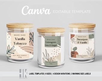 Candle Label Template Canva, Editable Candle Label Design, Printable Custom Candle Product Label, Candle Label Editable, Editable Labels