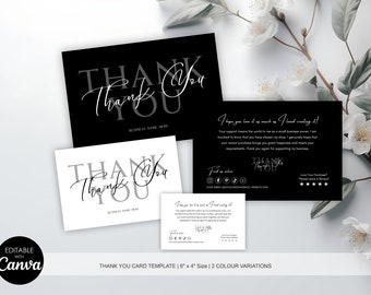Luxury Editable Business Thank You Card Canva Template, Elegant Customer Package Insert Card, Customizable Business Package Insert