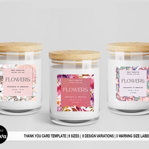 Candle Label Template Canva, Editable Candle Label Design, Printable Custom Candle Product Label, Candle Label Editable, Floral Labels