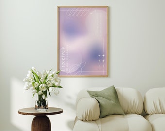 Divine Guidance - Positive Affirmation Purple Aura Gradient Digital Download Wall Art
