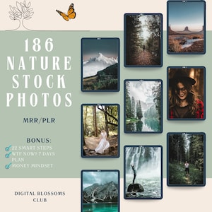 186 Nature Stock Photos Aesthetic Nature Images Photography Forest Social media templates PLR + MRR | Instagram & Website Branding Bundle