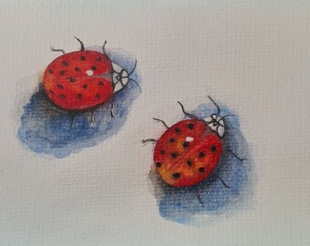 ladybug painting/ladybug watercolor/watercolor/art decor/wallart/original painting/interior design/home decoration/design interior /painting