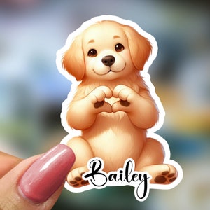 Golden Retriever Sticker Dog Lover Gift Cute Puppy Tumbler Decal Personalized Pet Name Waterproof Laptop Decoration Custom Dog Cartoon Pet