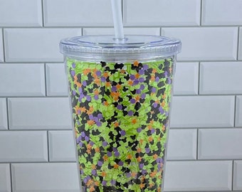 The Not So Scary Halloween Tumbler (Fake sprinkles, rhinestone tumbler, Halloween tumbler, sprinkles tumbler)