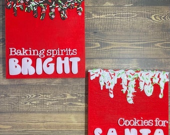 The Holiday Baking Tiered Tray Signs (faux sprinkles, faux icing, tiered tray decor, holiday tiered tray, Christmas tiered tray)