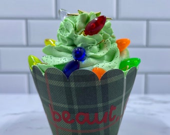 The "It's a Beaut, Clark" Holiday Movie Cupcake-Faux whipped cupcake, holiday tiered tray decor, movie cupcake, holiday party decor