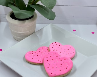 The Pink Heart Sugar Cookies (Faux sugar cookies, fake cookies, valentines day decor, valentines tiered tray decor, pink tiered tray decor)