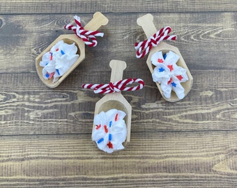The Patriotic Faux Whipped Spoon (faux whipped topper, patriotic decor, faux sprinkles, summer tiered tray decor, red white blue)