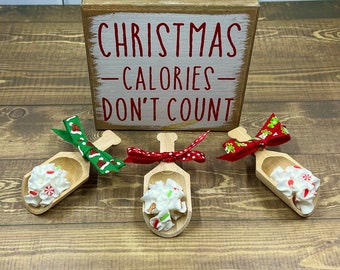 The Mini Christmas Sprinkles Spoons (Faux whipped topper, Christmas tiered tray decor, holiday tiered tray decor, fake sprinkles)