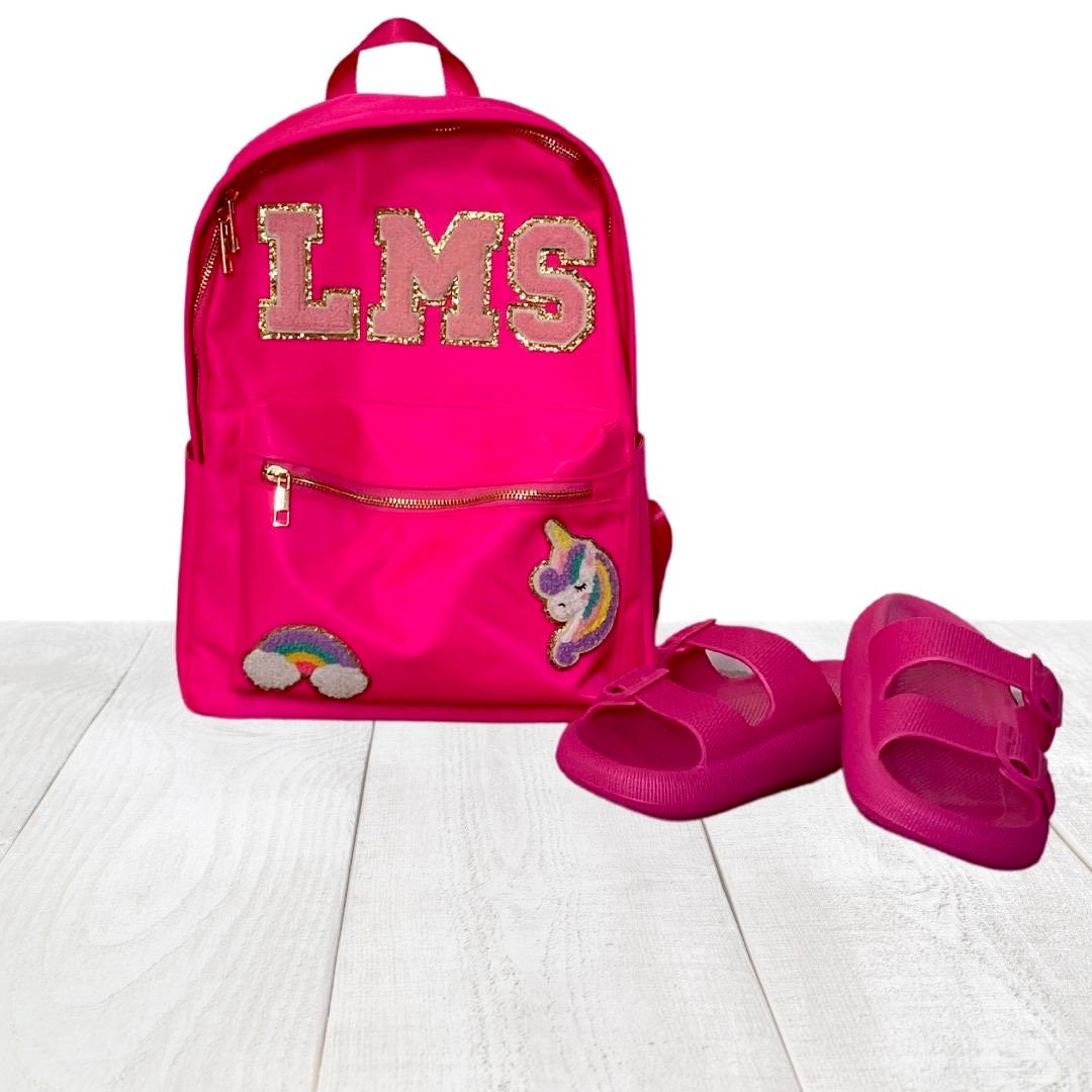 The Hot Pink Bags Nylon Bags Hot Pink Nylon Bag Chenille Patches the-hot-pink-bags-nylon-bags-hot-pink-nylon-bag-chenille-patches