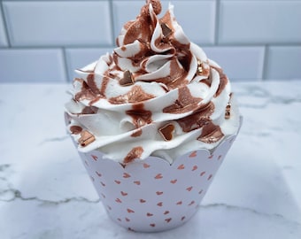 The Rose Gold Cupcake (Faux whipped cupcake, valentine's tiered tray decor, faux whipped topper, faux sprinkles)