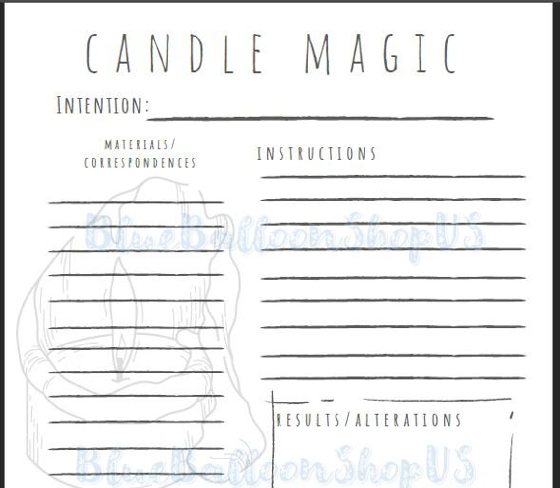 Printable Candle Magic Worksheet for Grimoire or Book of Shadows - Etsy
