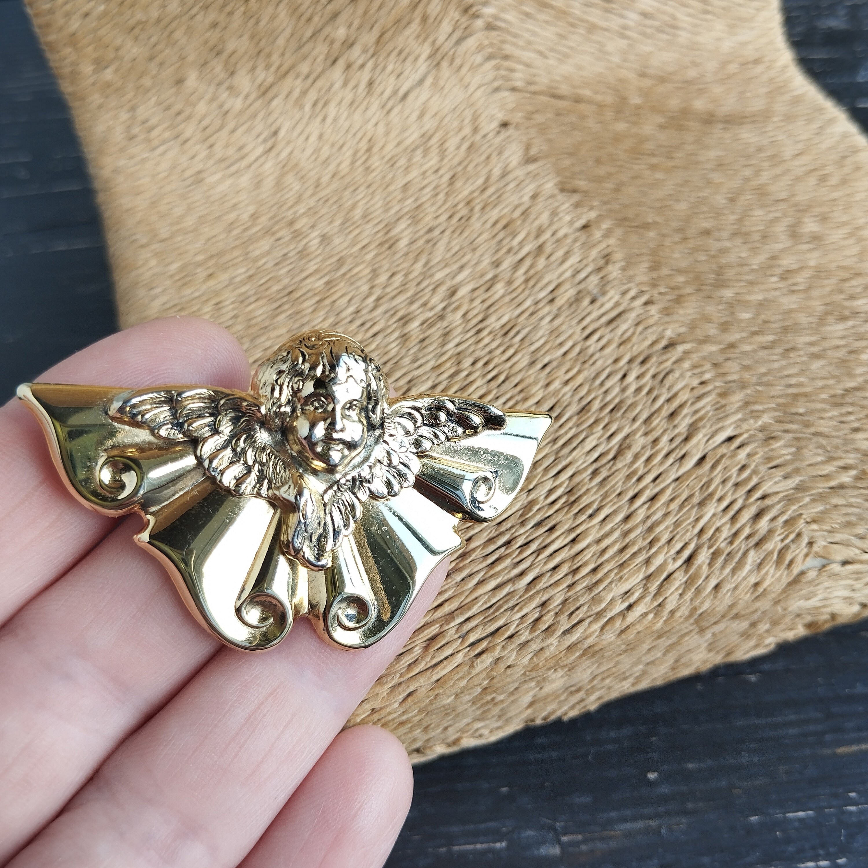 Vintage Angel Brooch Gold Tone Metal - Etsy