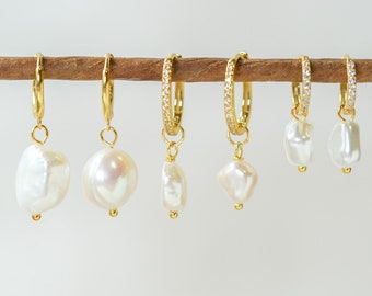 Boucles d'oreilles en argent sterling avec perles, Boucles d'oreilles en perles d'eau douce faites main, Boucles d'oreilles pendantes en perles, Boucles d'oreilles baroques en perles, Bijoux en perles, Cadeau pour elle