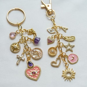 Make Your Charm Keychain, Unique Car Keychains, Gift for Her, Customizable Purse & Bag Charms, Aesthetic Keychain, Birthstone Charm