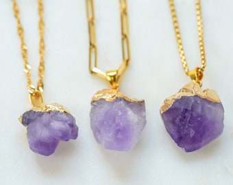 Amethyst Necklace, Raw Crystal Necklace, Large Amethyst, Gold Necklace, Unique Gifts, Gifts For Her, Silver Chain, Amethyst Crystal Pendant