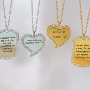 Personalized Quote Necklace, Coordinate Necklace, Friend Necklace, Personalized Necklace, Name Necklace, Gifts For Grandma, Unique Gifts