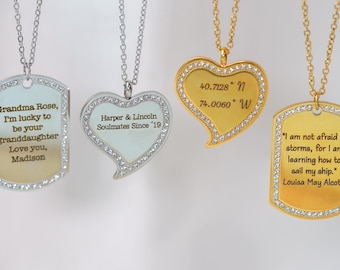 Personalized Quote Necklace, Coordinate Necklace, Friend Necklace, Personalized Necklace, Name Necklace, Gifts For Grandma, Unique Gifts
