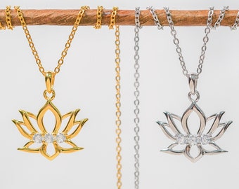 Lotus Flower Necklace, Sterling Silver Necklace, Flower Necklace, Lotus Necklace, Lotus Flower Pendant, Pendant Necklace, Lotus Pendant