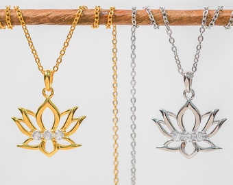 Collier fleur de lotus, collier en argent sterling, collier de fleurs, collier lotus, pendentif fleur de lotus, collier pendentif, pendentif lotus