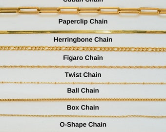 Gold Chain Necklace, Paperclip Chain Necklace, Multiple Chain Necklace, Snake Chain, Herringbone Chain, Figaro Chain, Box Chain Necklace