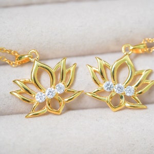 Flower Petal Necklace, Sterling Silver Necklace, Lotus Necklace, Lotus Flower Pendant, Pendant Necklace, Dainty Waterproof Necklace