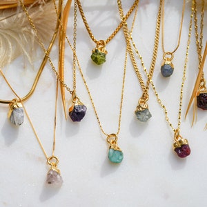 Gemstone Necklace, Emerald Necklace, Tanzanite Necklace, Raw Moonstone Necklace, Raw Ruby Necklace, Raw Citrine Necklace, Peridot Necklace