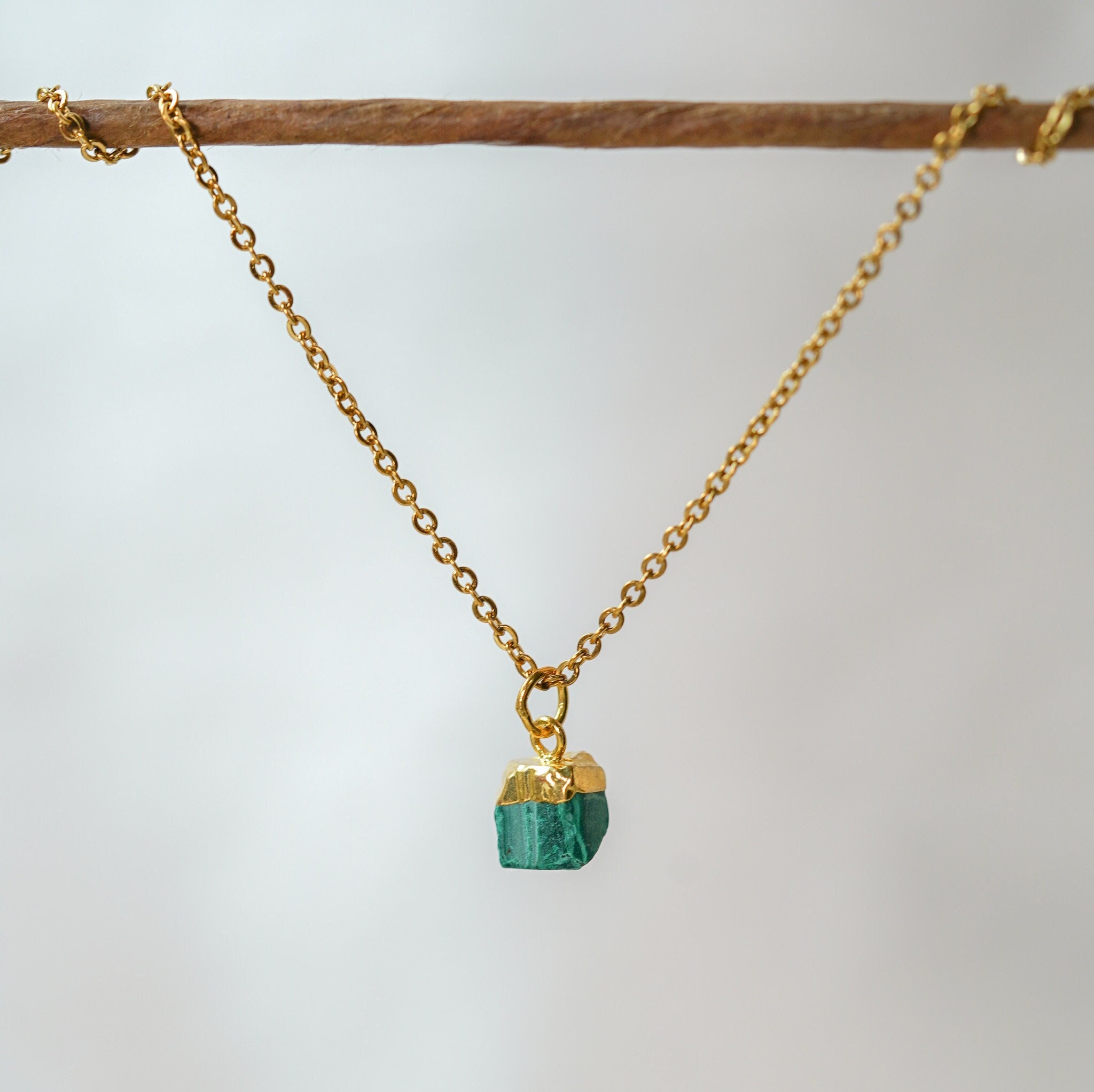 Malachite Necklace, Obsidian Necklace, Malachite Pendant, Gold Jewelry, Crystal Necklace, Charm Necklace, Christmas Gifts for Her, Handmade