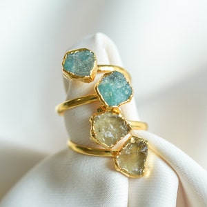 Gemstone Ring, Raw Sapphire Ring, Raw Ruby Ring, Amethyst Ring, Raw Aquamarine Ring, Peridot Ring, Raw Citrine Ring, Tanzanite Ring