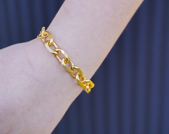 Chunky Gold Bracelet, Paperclip Bracelet, Curb Chain Bracelet, Cuban Link Bracelet, Figaro Chain Bracelet, Statement Bracelet, Gifts for Her