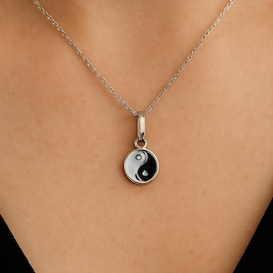 Yin Yang Necklace for Women – Gold or Silver Plated Pendant with Cubic Zirconia – Dainty Balance Jewelry – Gift for Her, BFF, Minimalist