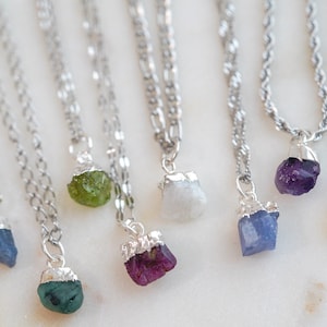 Silver Gemstone Necklace, Silver Necklace, Gemstone Necklace, Birthday Gifts for Her, Moonstone Necklace, Personalized Gifts