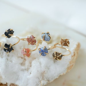Carnelian Ring, Red Carnelian Ring, Crystal Lapiz Lazuli Ring, Gold Adjustable Ring, Black Obsidian Ring, Tigers Eye Ring, Gifts for Her image 6