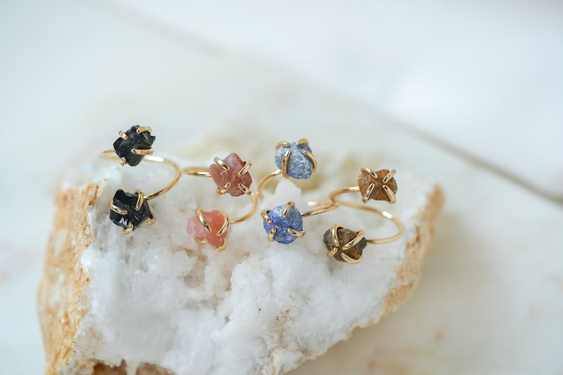 Carnelian Ring, Red Carnelian Ring, Crystal Lapiz Lazuli Ring, Gold Adjustable Ring, Black Obsidian Ring, Tigers Eye Ring, Gifts for Her image 6