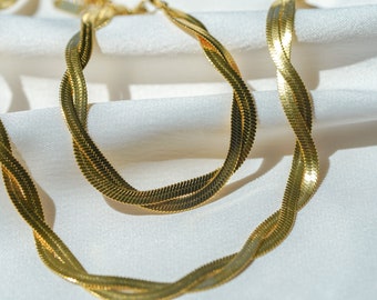 Gold Chain Necklace, Men Necklace, Herringbone Chain, Herringbone Necklace Gold, Gold Chocker Necklace, Herringbone Chocker